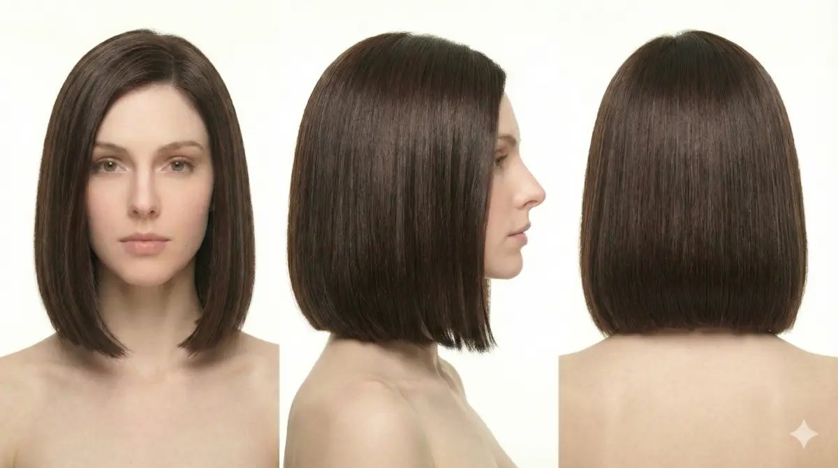 Classic Bob - Front, side and back view